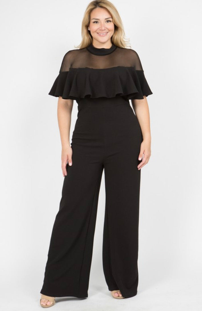 Mesh Ruffle Jumpsuit